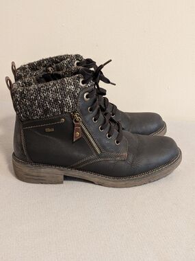 Spring Step Khazera Ankle Boots EU 42 US 10.5-11 Black Water Resistant Lace Zip